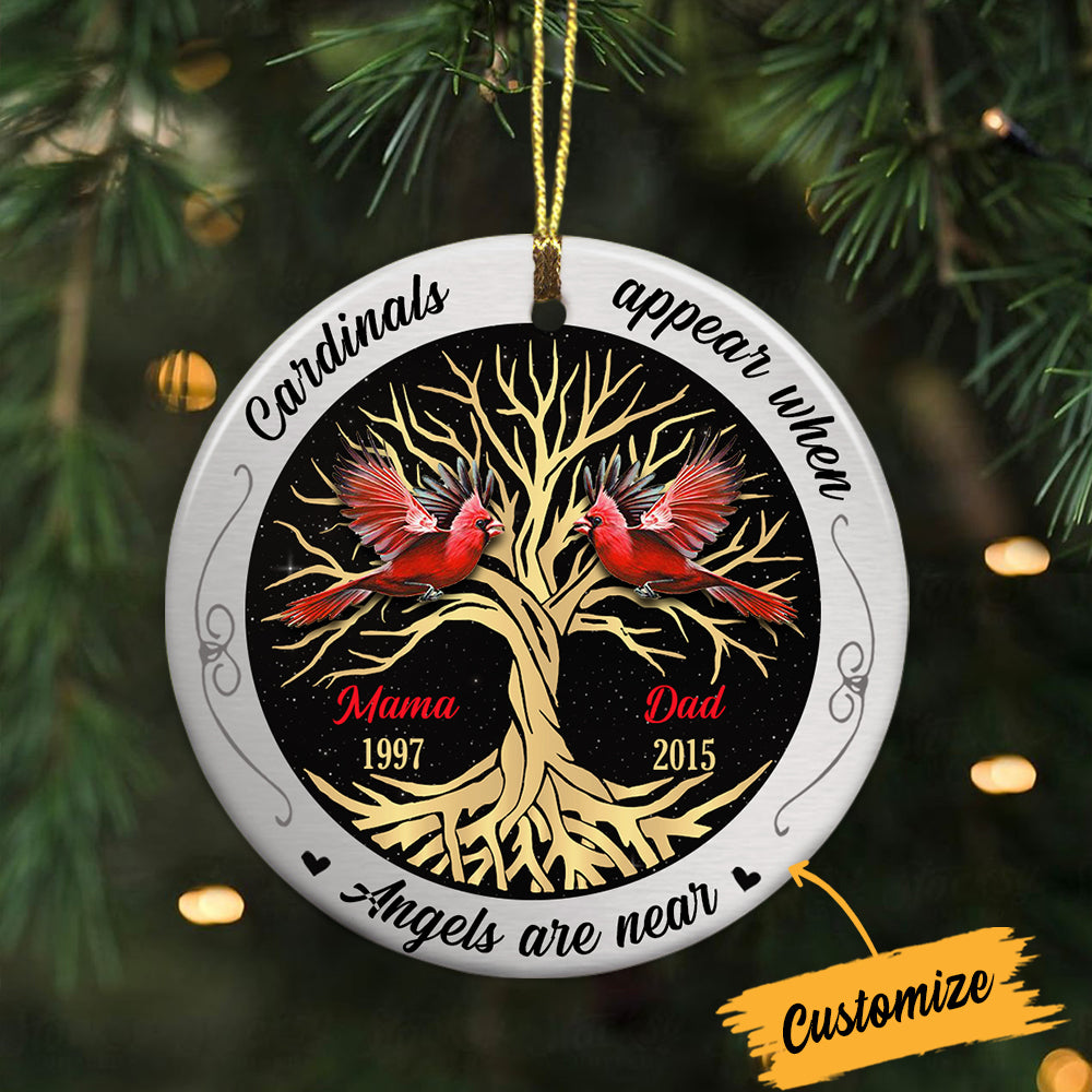 Personalized Gift for Christmas, Cardinal, Cardinals Appear When Angels Are Near Circle Ornament - Thegiftio UK