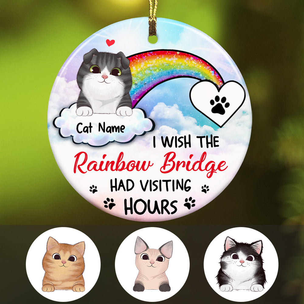 Personalized Cat Memo Rainbow Bridge Circle Ornament - Thegiftio UK