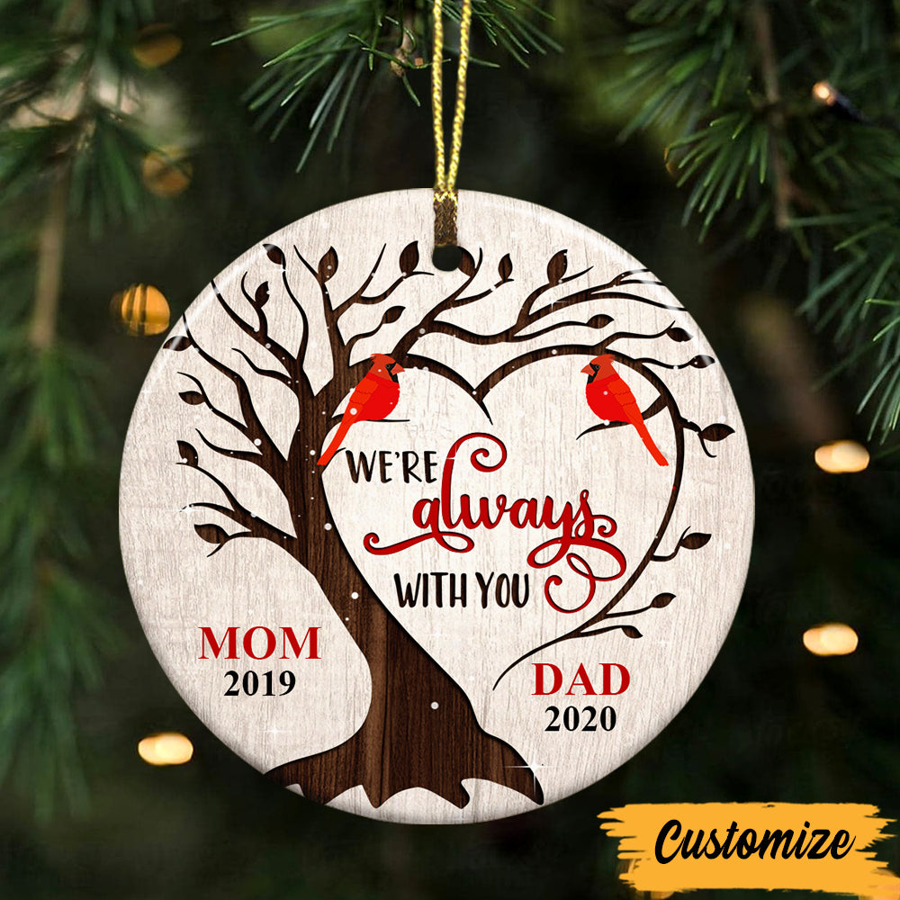 Personalized Memory Christmas Gift For Mom Dad In Heaven, Cardinal Circle Ornament, I Am Always With You - Thegiftio UK