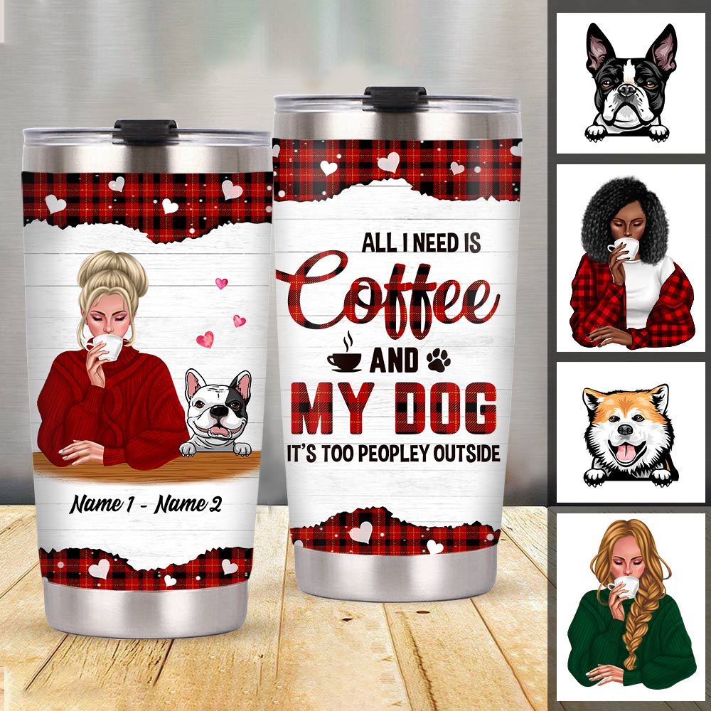 Personalized Christmas Gift, Gift For Dog Lover, Dog Mom, Coffee Lover Gifts, Love Coffee Dog Mom Steel Tumbler - Thegiftio UK