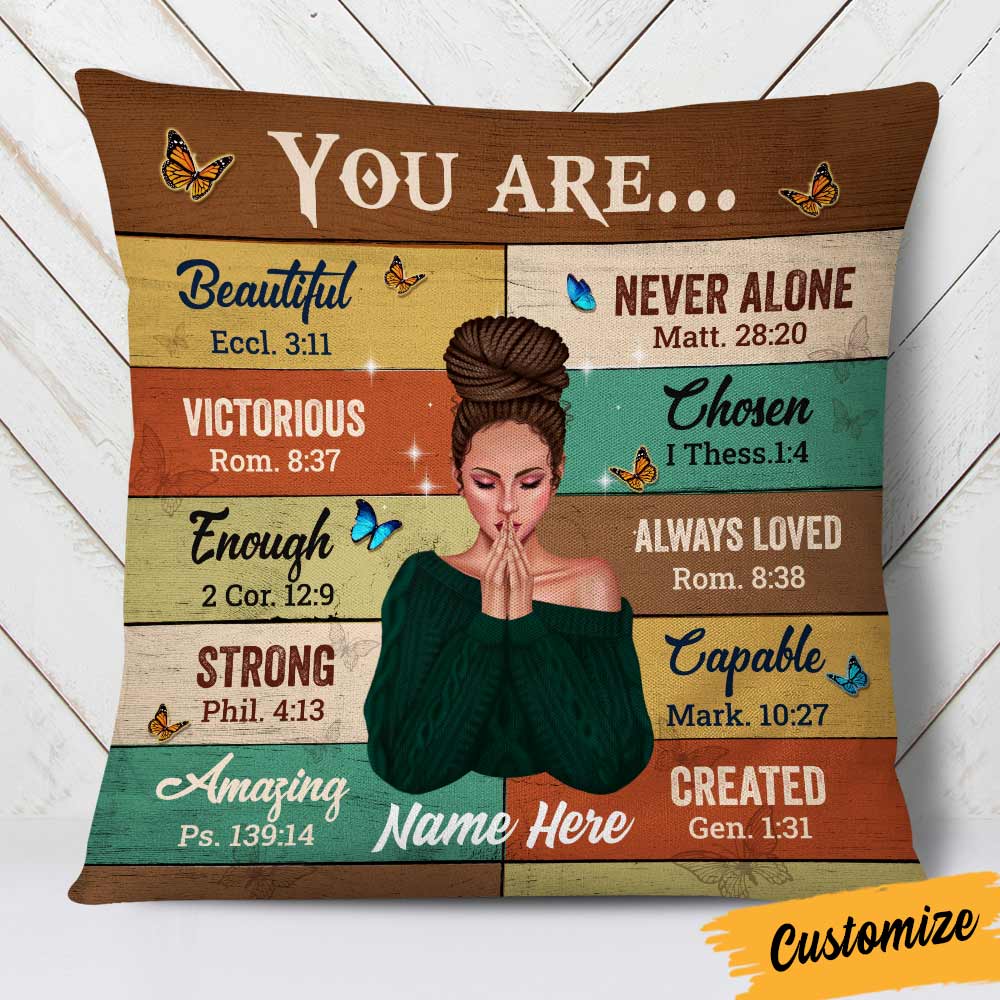 Personalized Inspirational Gift, Black Girl Gift, Black queen You are Beautiful Victorious Capable Amazing Pillow - Thegiftio UK