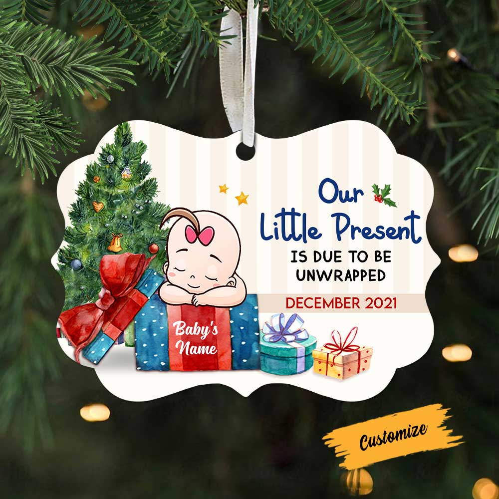 Personalized Baby Present Due Date Benelux Ornament - Thegiftio UK