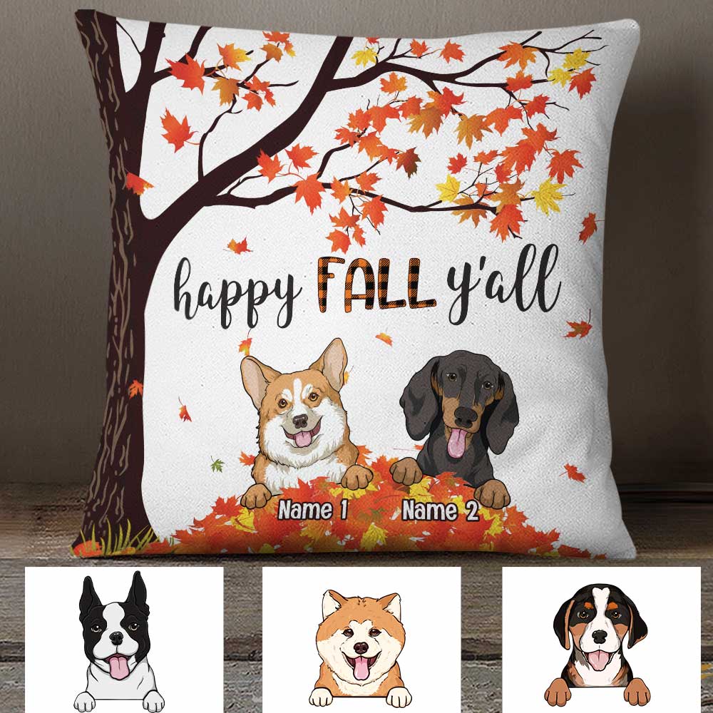 Personalized Dog Happy Fall Halloween Pillow