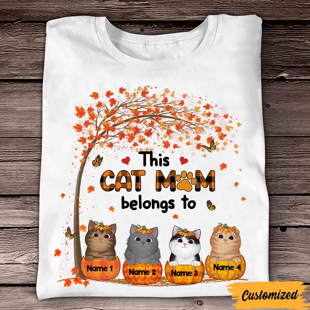 Personalized Cat Mom Fall Halloween T Shirt - Thegiftio UK
