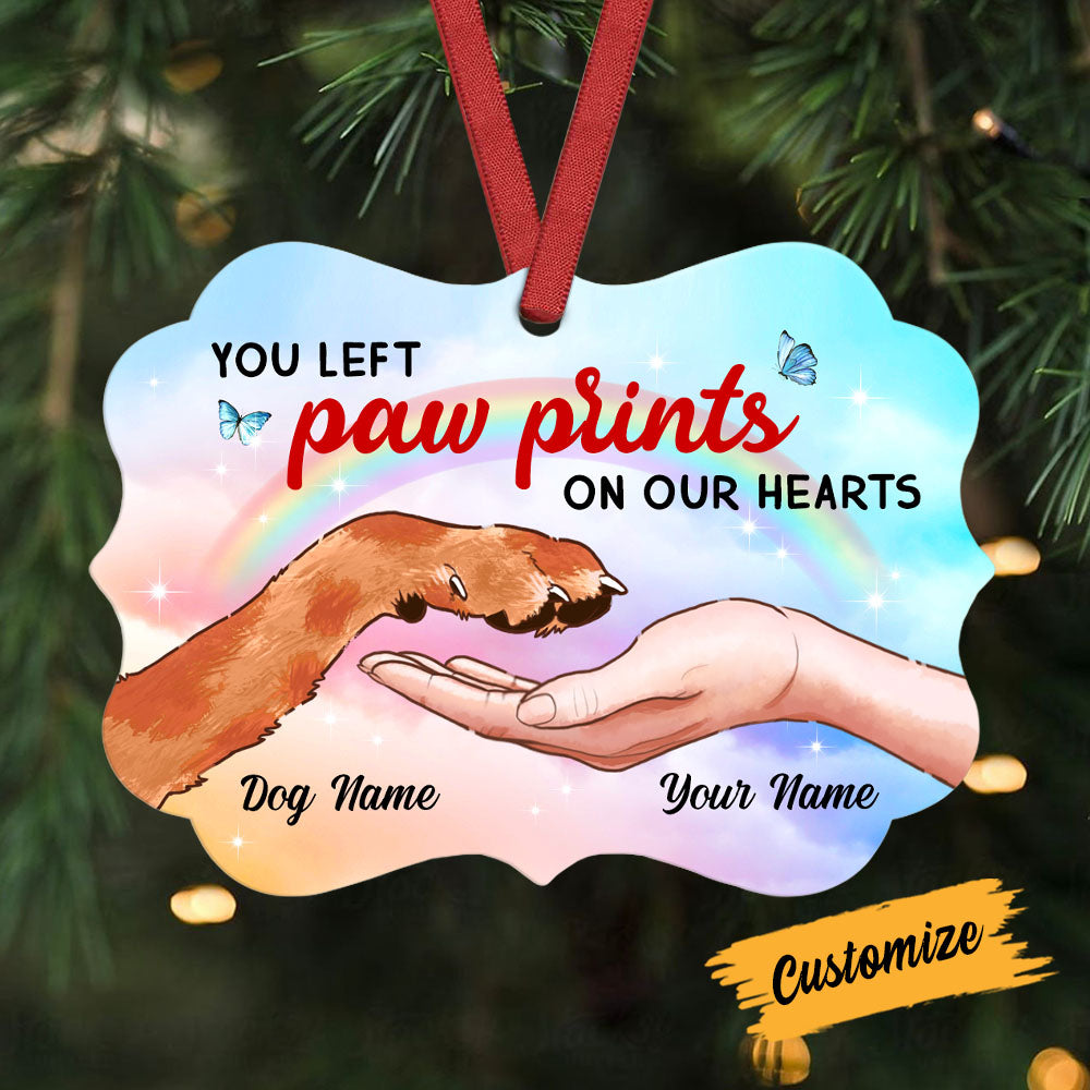 Personalized Memo Dog You Left Paw Prints Christmas Benelux Ornament - Thegiftio UK