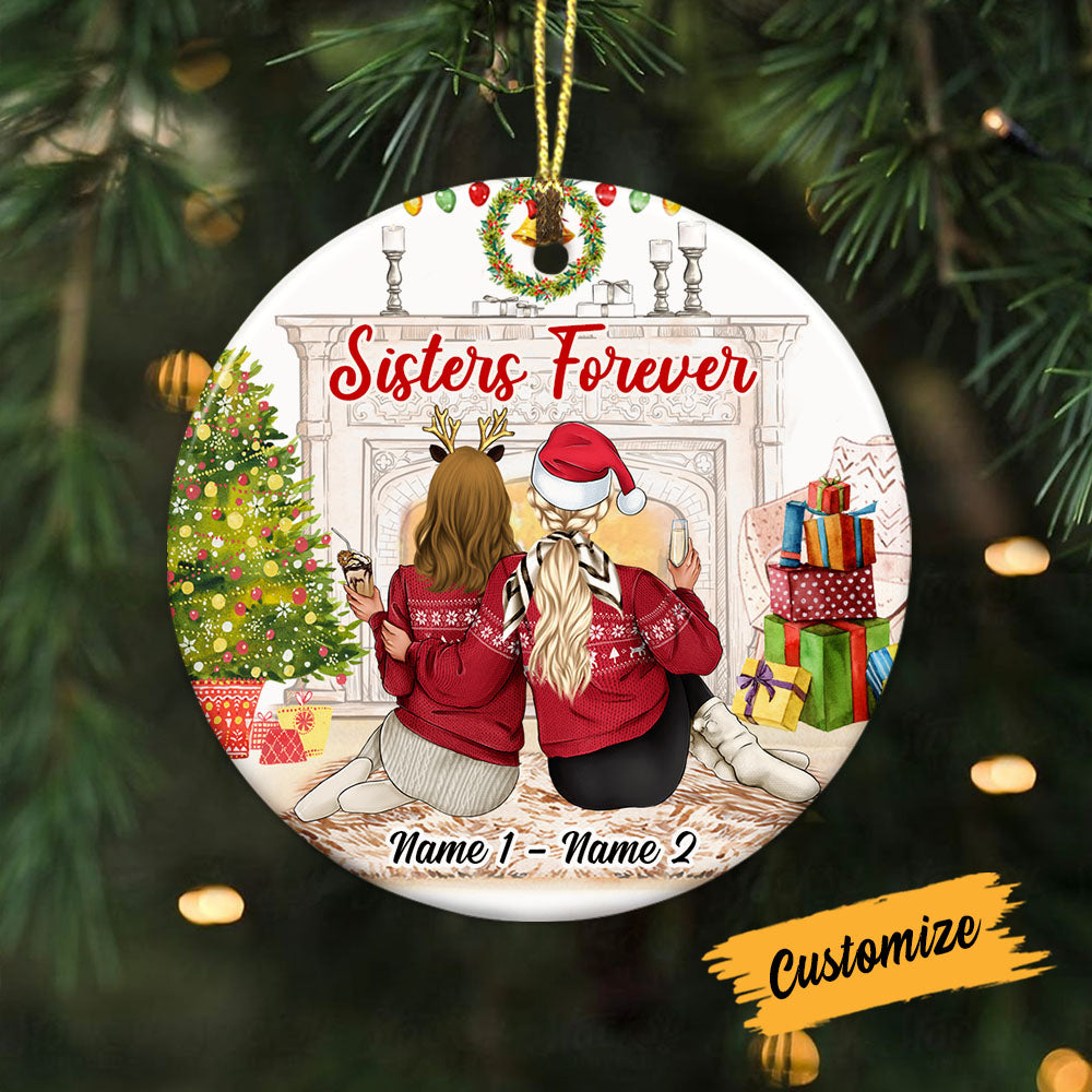 Personalized Christmas Best Friend Gift, Gift For Bestie, Friends Sisters Circle Ornament - Thegiftio