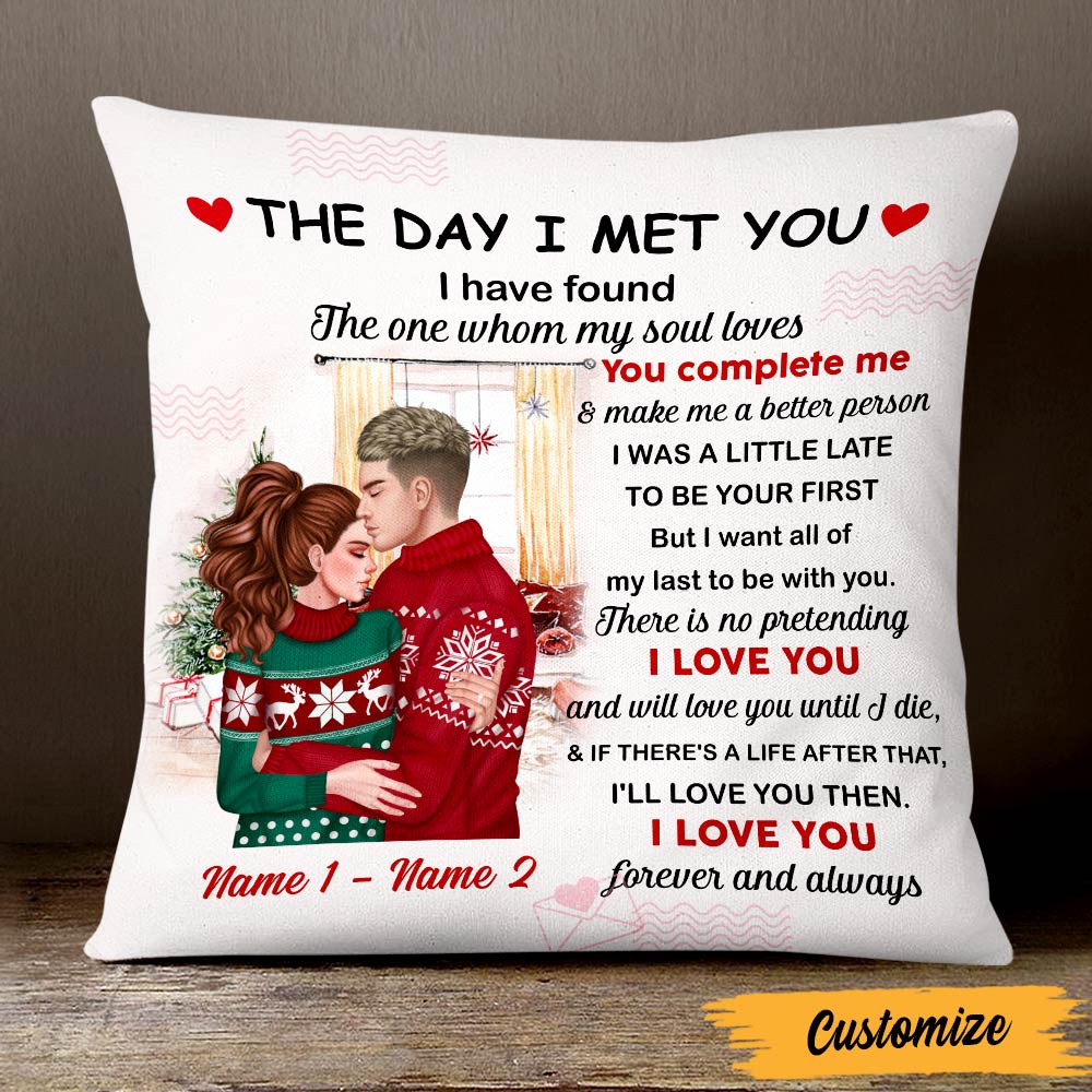 Personalized Christmas Couple Pillow The Day I met You Love Forever Gift For Lovers Boyfriend Girlfriend Husband And Wife - Thegiftio UK