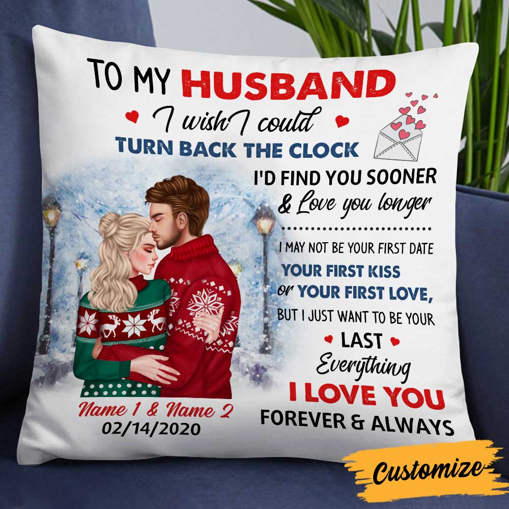 Personalized Gift For Lovers Boyfriend Girlfriend Husband And Wife, Couple Winter Christmas Pillow, To My Husband First Love - Thegiftio UK