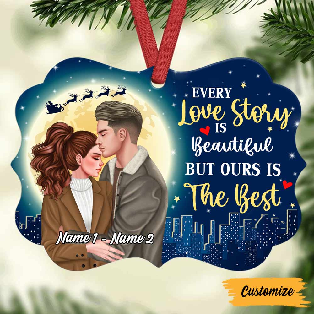 Personalized Christmas Gift For Wifey, Marriage, Our Love Story Couple Christmas Benelux Ornament - Thegiftio UK