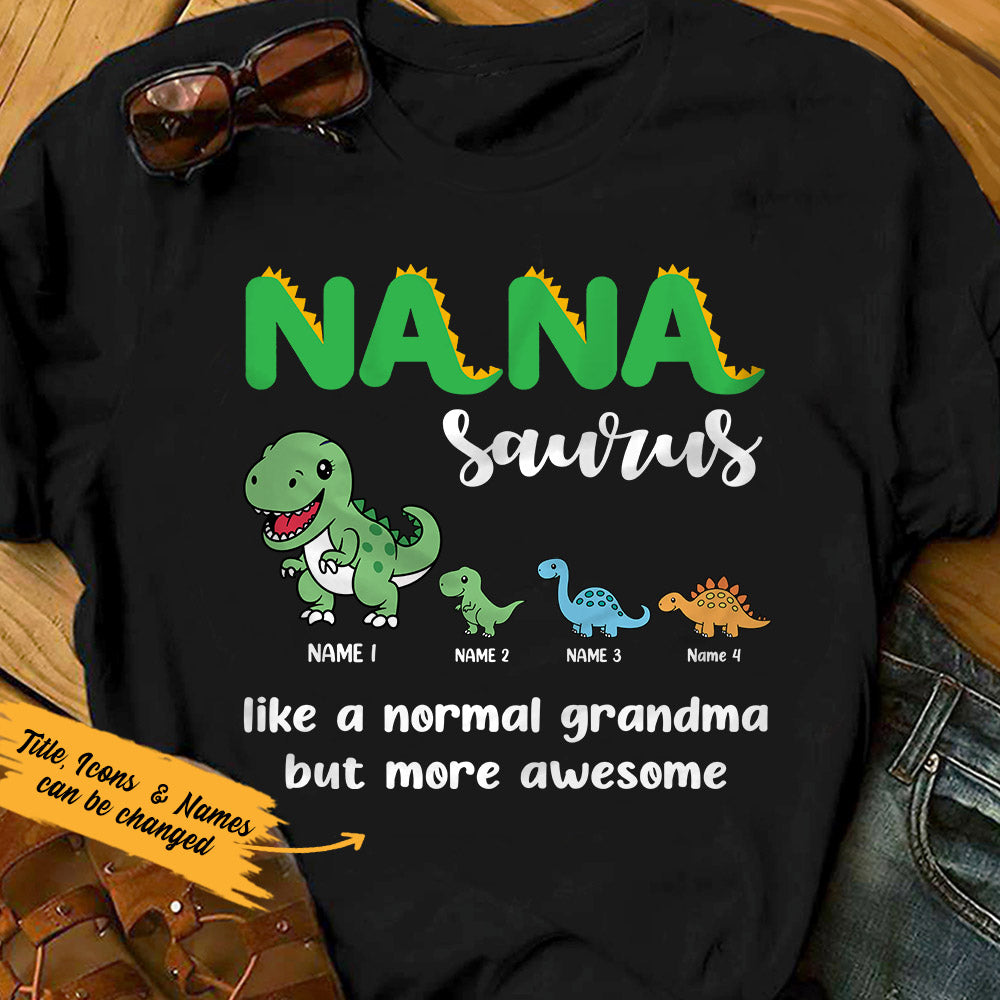 Personalized Mamasaurus Mom Nanasaurus Grandma T Shirt - Thegiftio
