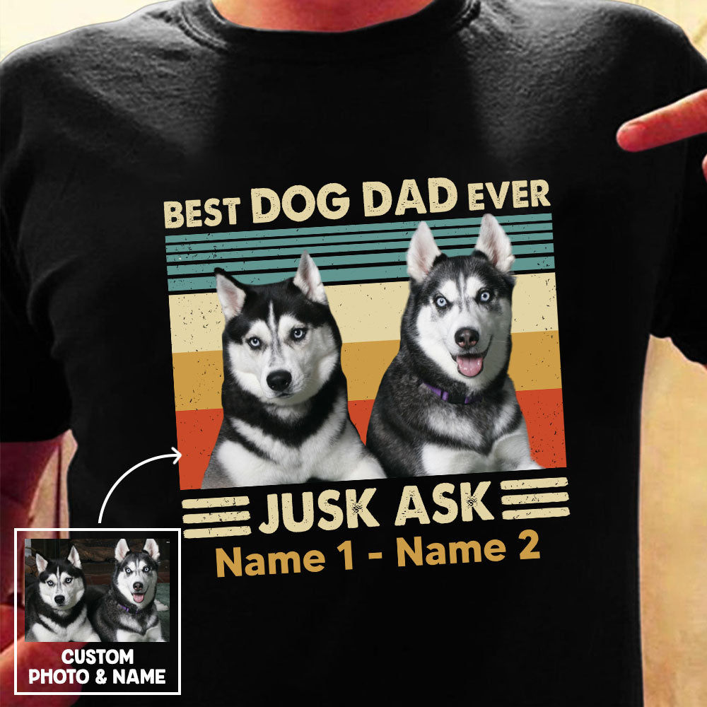 Personalized Dog Dad Grandpa Photo T Shirt - Thegiftio UK