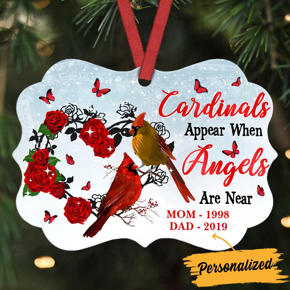 Personalized Memo Mom Dad Grandma Grandpa Cardinal Christmas Benelux Ornament - Thegiftio UK