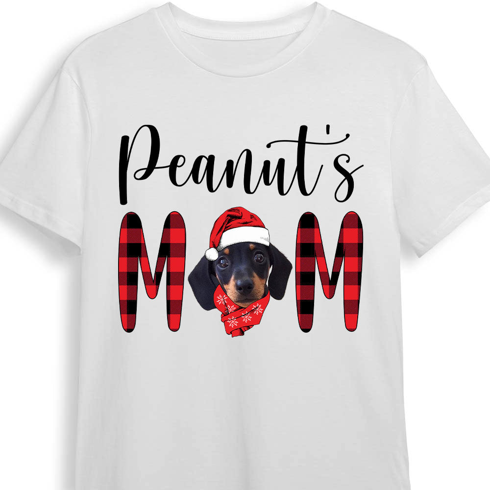 Personalized Dog Mom Photo Christmas T Shirt