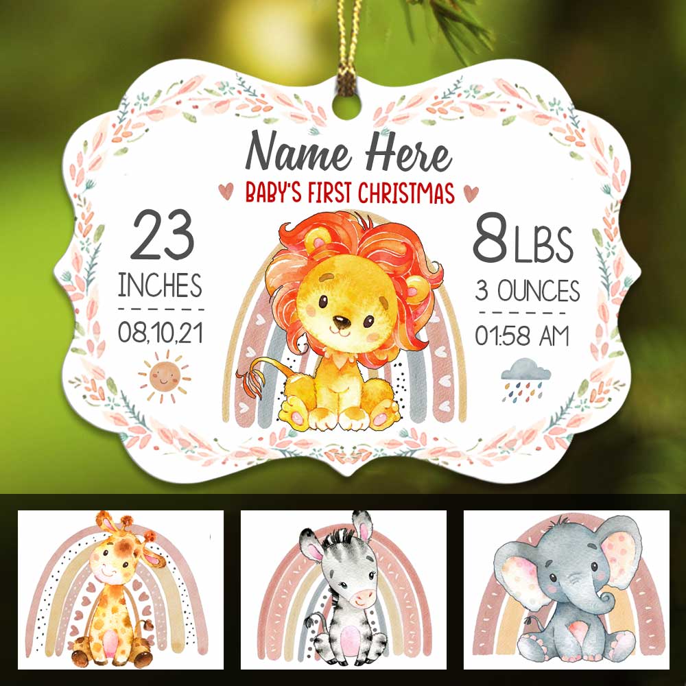Personalized Baby Shower Gift, Baby Keepsake Gift, Newborn Baby, Christmas Animal Jungle Benelux Ornament