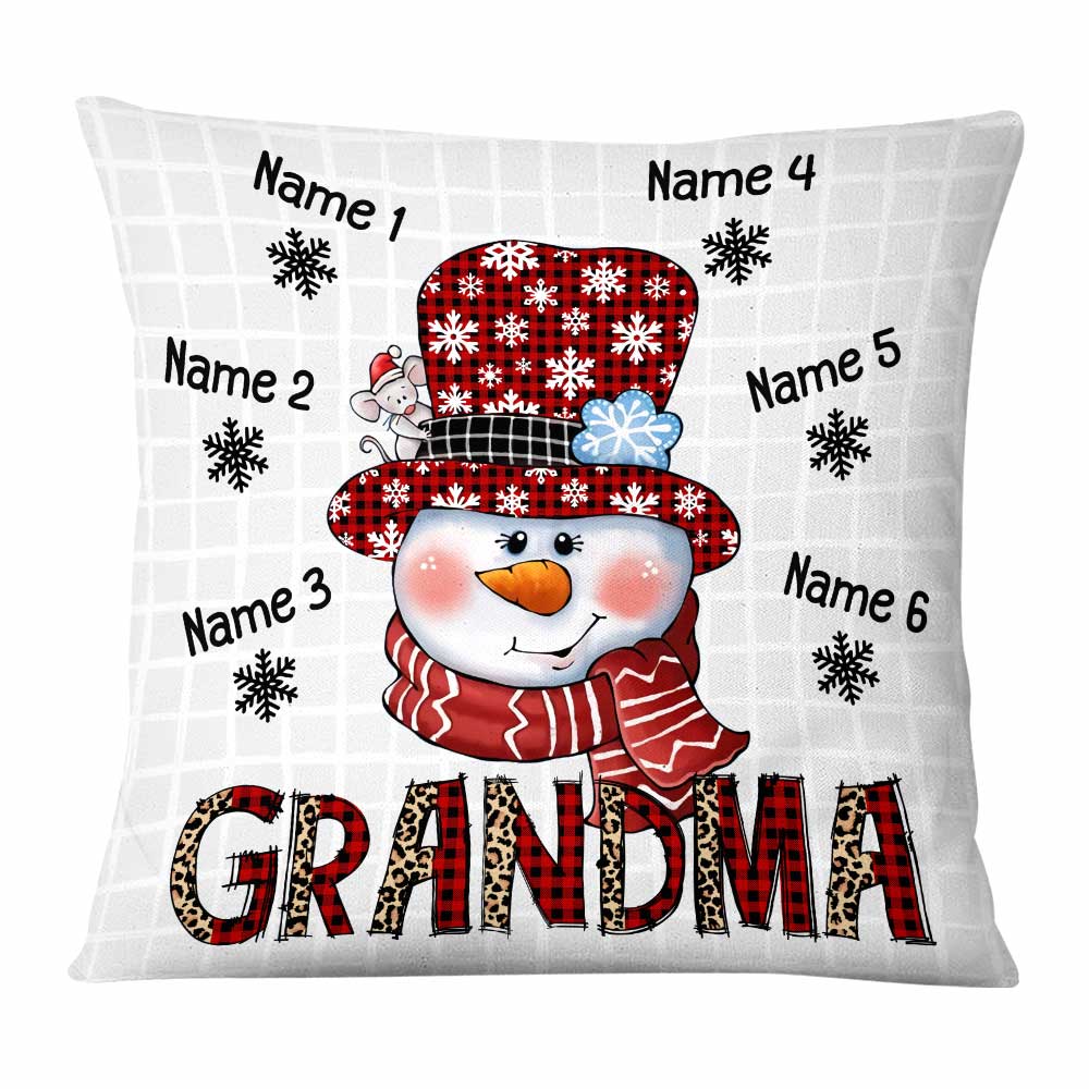 Personalized Snowman Family Gifts, Gift for Grandma, Grandma Snowman Pillow - Thegiftio UK