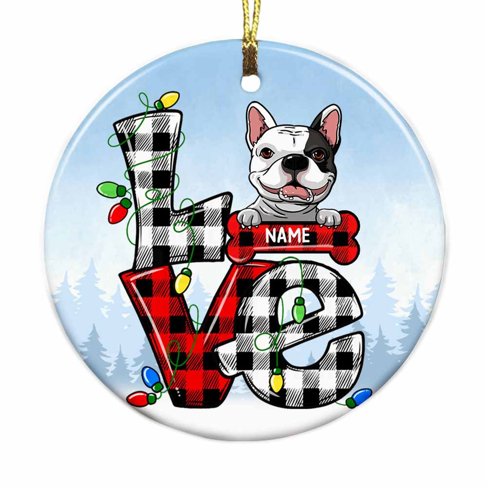 Personalized Dog Lovers Gift, Dog Love Christmas Circle Ornament - Thegiftio UK