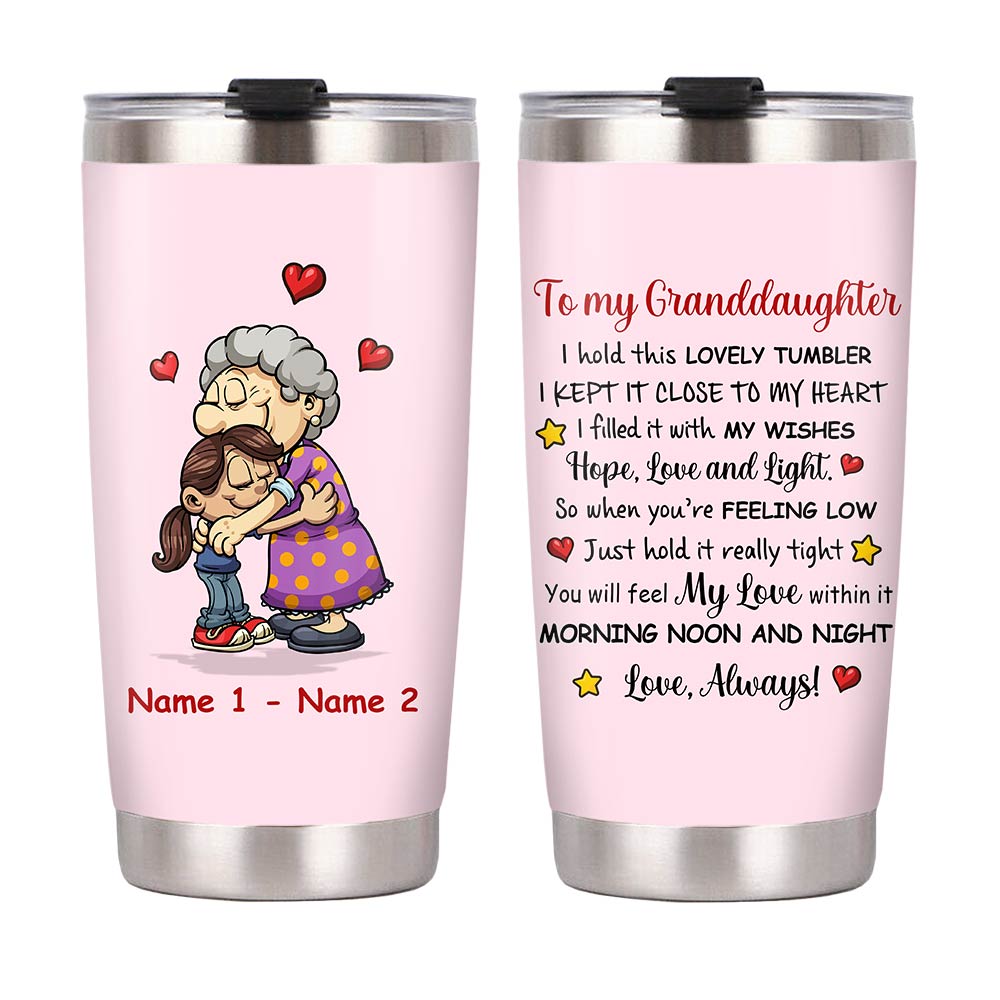 Personalized To Grandma Mom Kid Grandkid Son Grandson Daughter Granddaughter Gift Steel Tumbler - Thegiftio UK