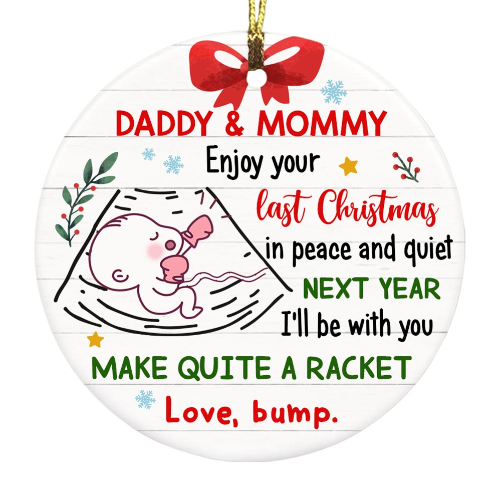 Personalized Baby Bumps First Christmas, New Baby Announcement Gifts, Baby Bump Christmas Circle Ornament