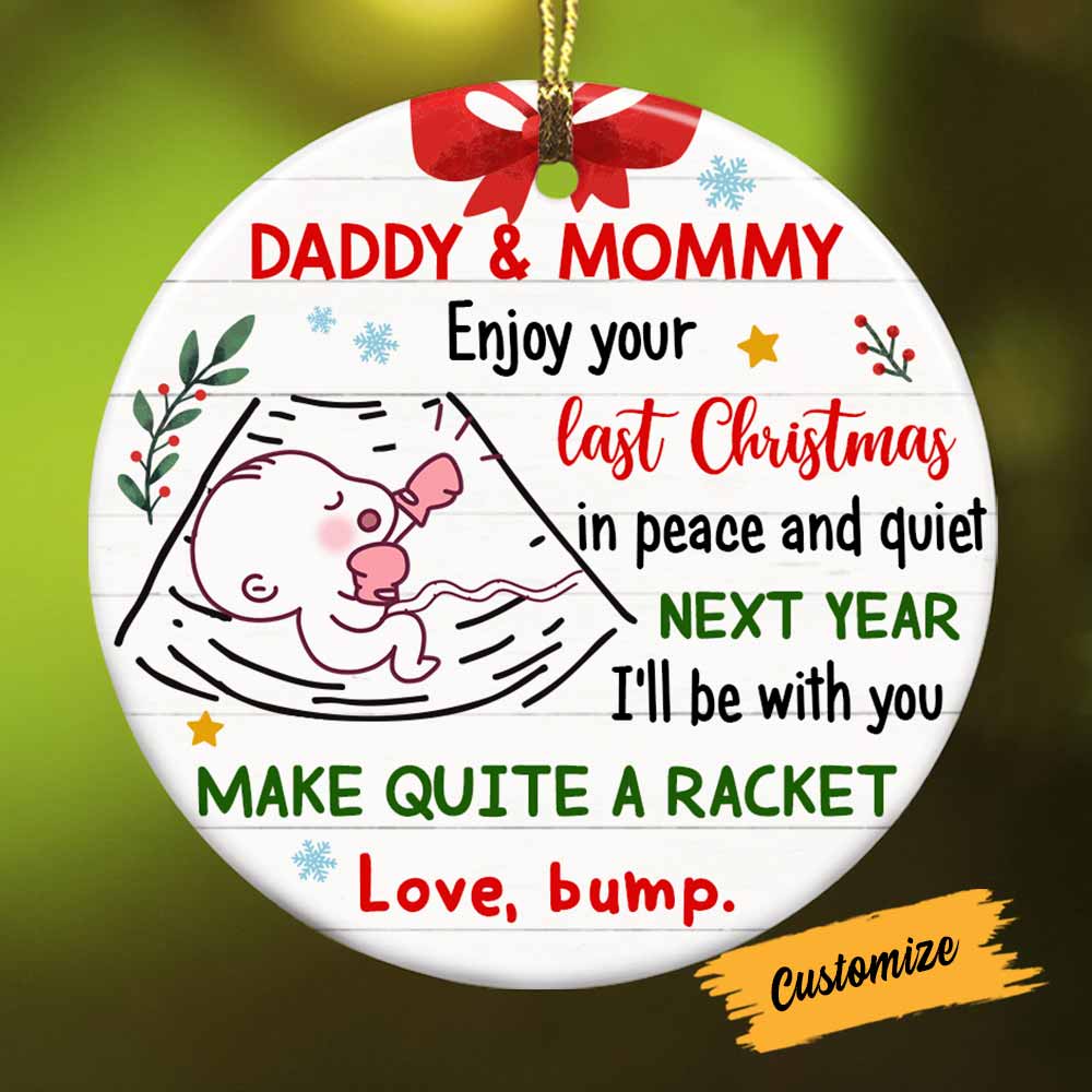 Personalized Baby Bumps First Christmas, New Baby Announcement Gifts, Baby Bump Christmas Circle Ornament
