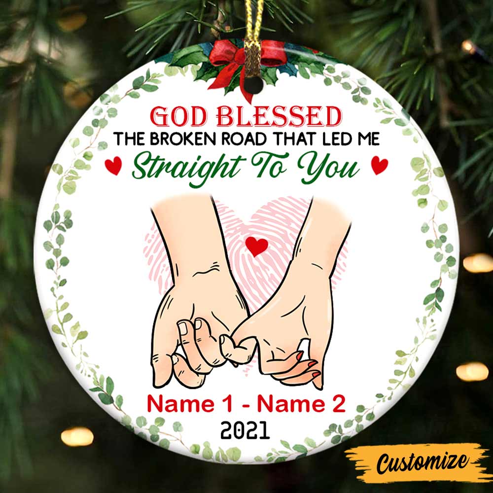 Personalized Couple Husband Wife God Blessed Circle Ornament