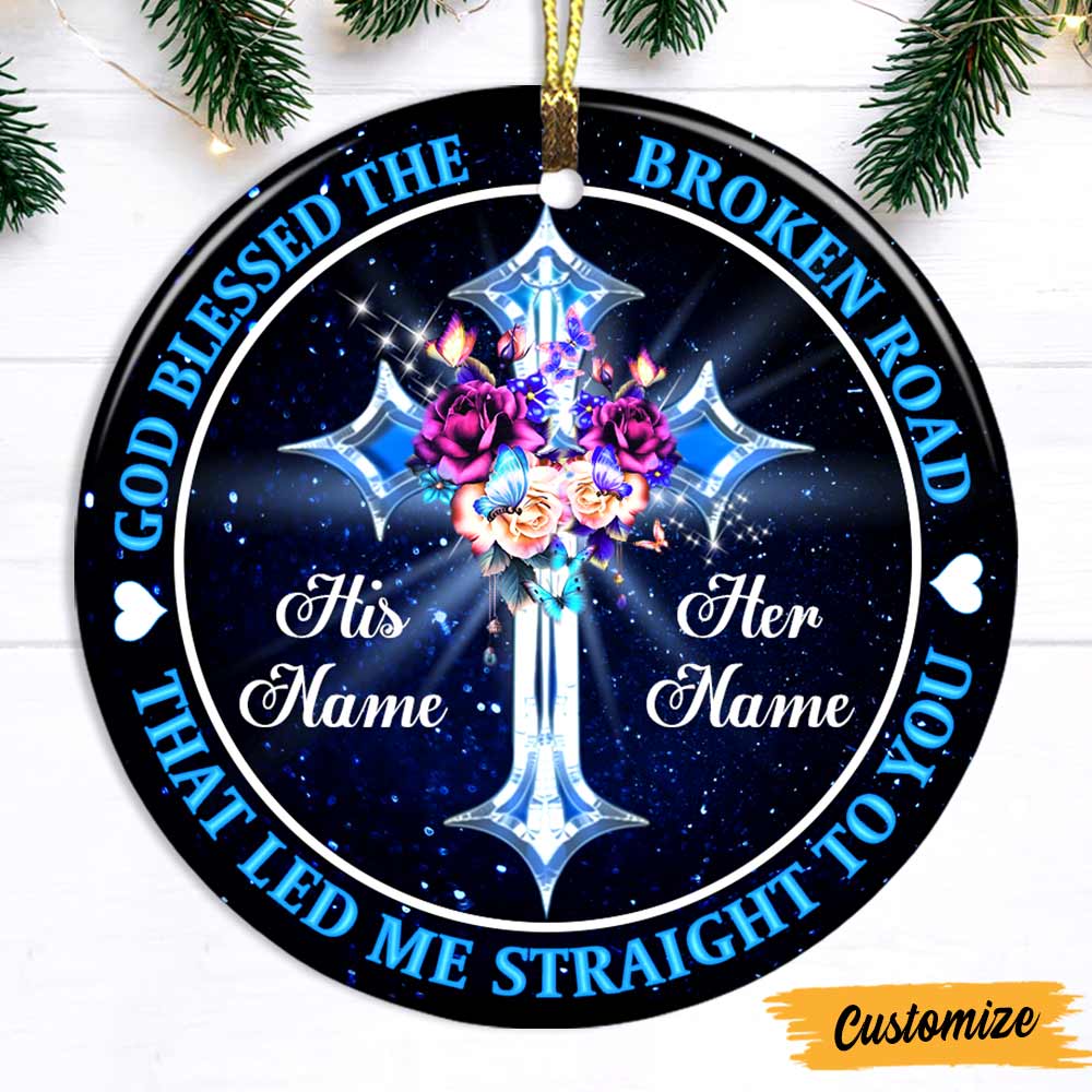 Personalized Couple Husband Wife God Blessed Circle Ornament
