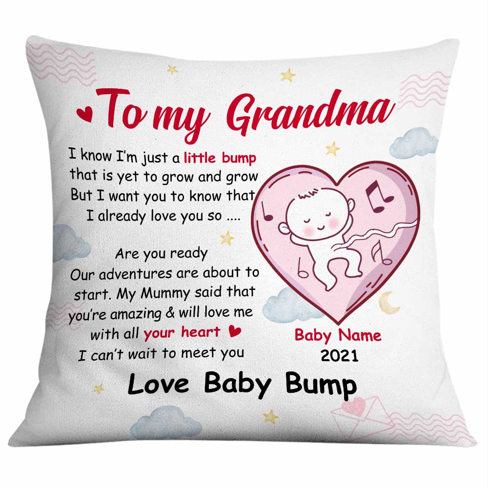 Personalized Gift For Grandma, Gigi, Nana, Baby Bump To Grandma Christmas Pillow - Thegiftio UK