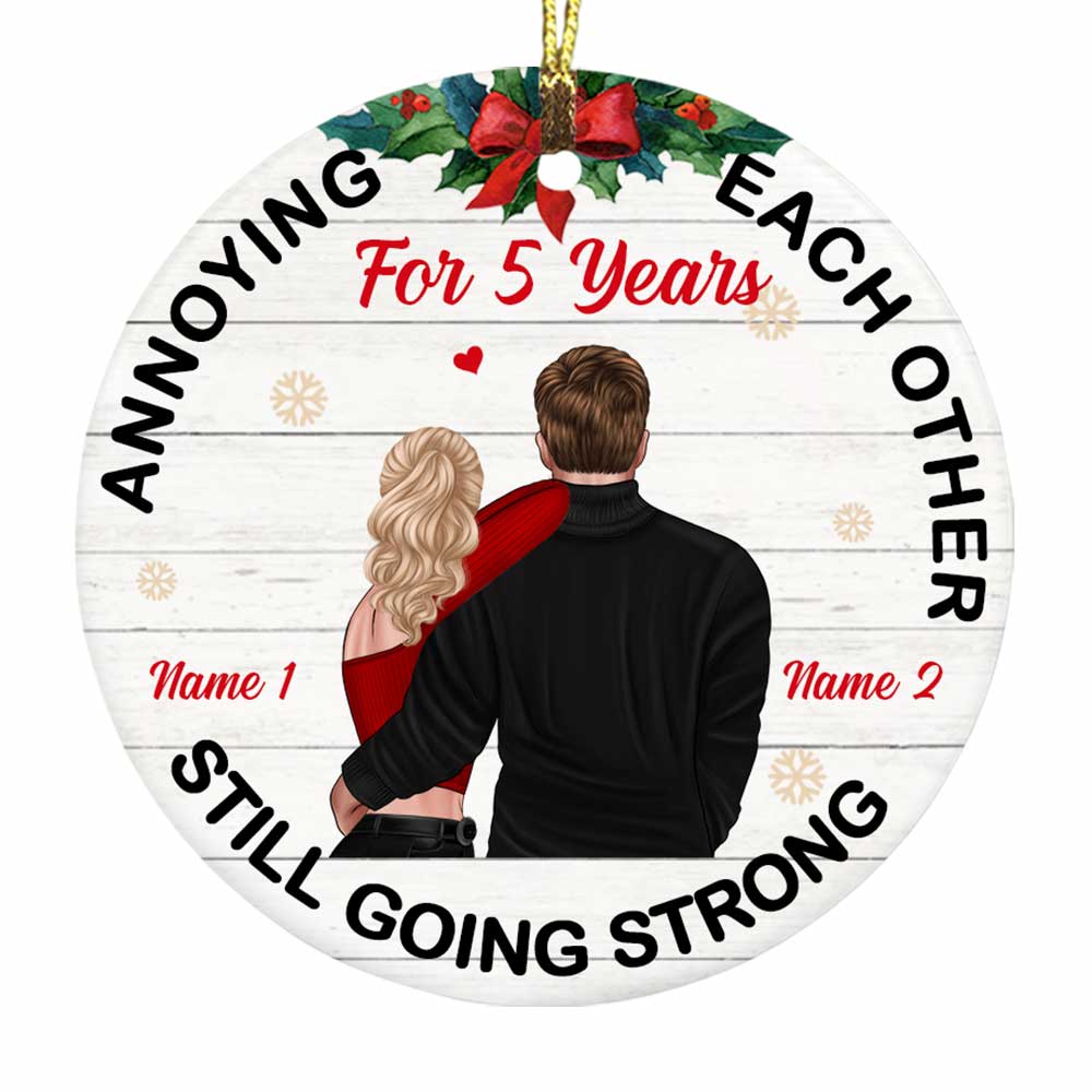 Personalized Funny Married Couples Merry Christmas Circle Ceramic Ornament, Annoying Each Other Christmas Circle Ornament - Thegiftio UK