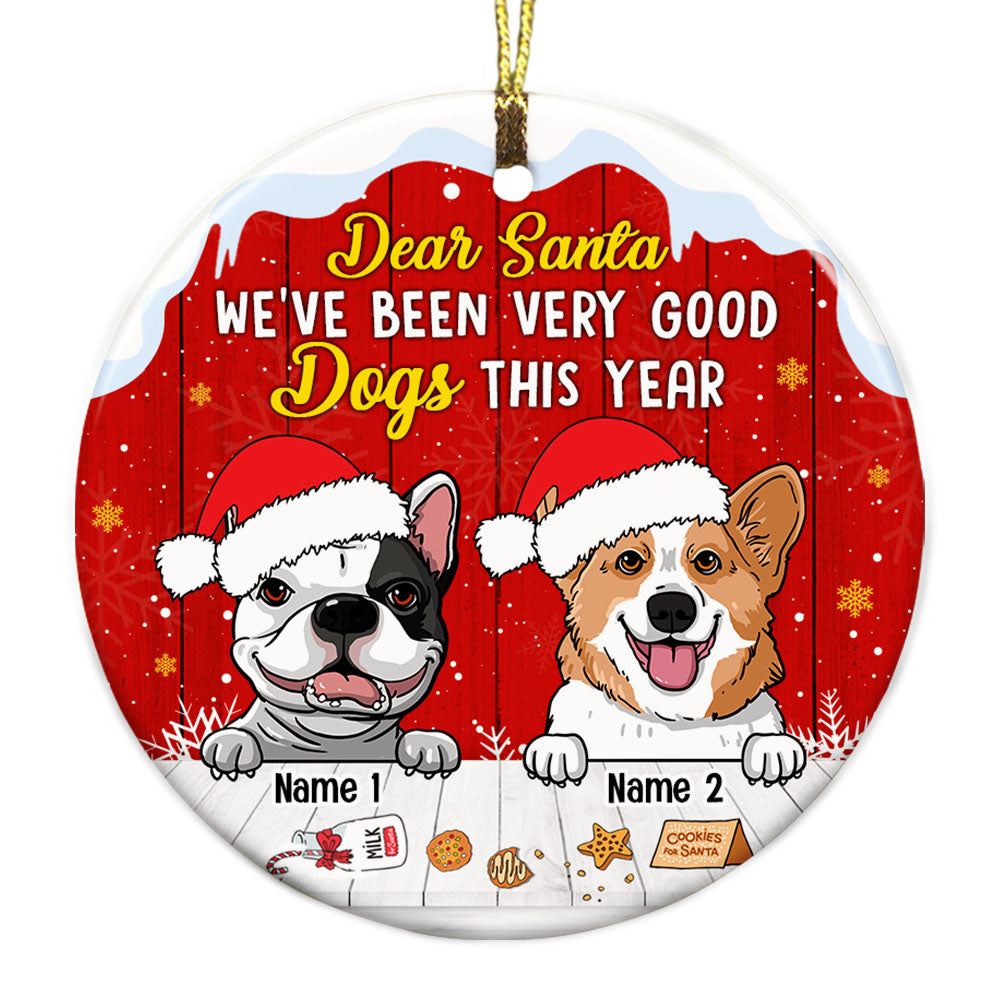 Personalized Christmas Dog Breeds Ornament, Custom Dog Name, Dog Christmas Circle Ornament - Thegiftio UK