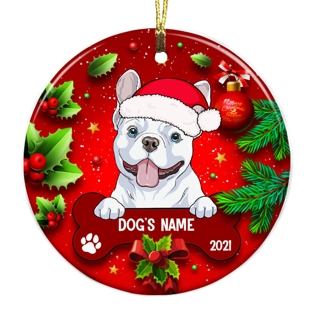 Personalized Dog Christmas Gifts, Christmas Dog Breeds Ornament, Custom Dog Name Circle Ornament - Thegiftio UK