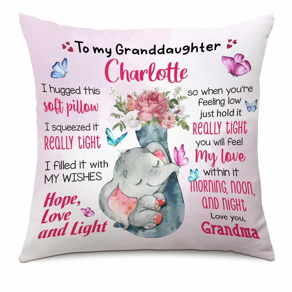 Personalized Mom Grandma Son Daughter Grandson Granddaughter Baby Elephant Pillow - Thegiftio UK