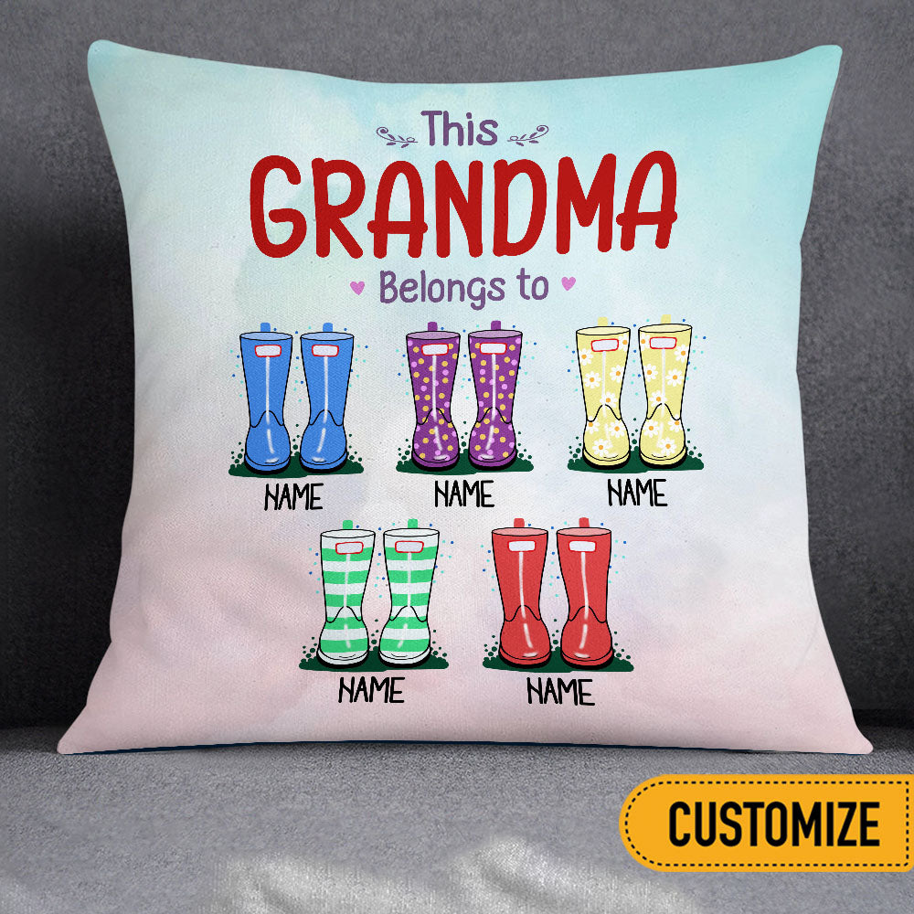 Personalized Mom Grandma Nanny Son Daughter Grandson Granddaughter Family Welly Boot Pillow