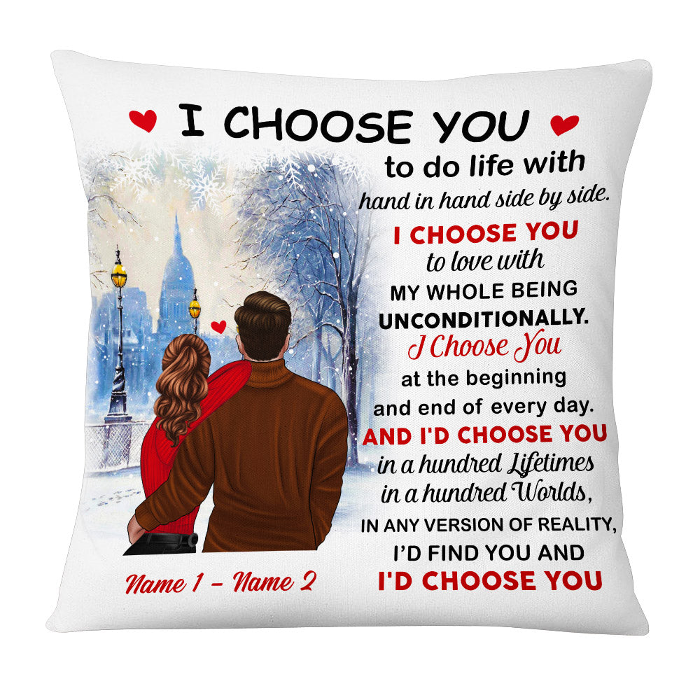 Personalized Husband And Wife, Anniversary Gift, Christmas Gift, Couple Letter I choose you Pillow - Thegiftio UK