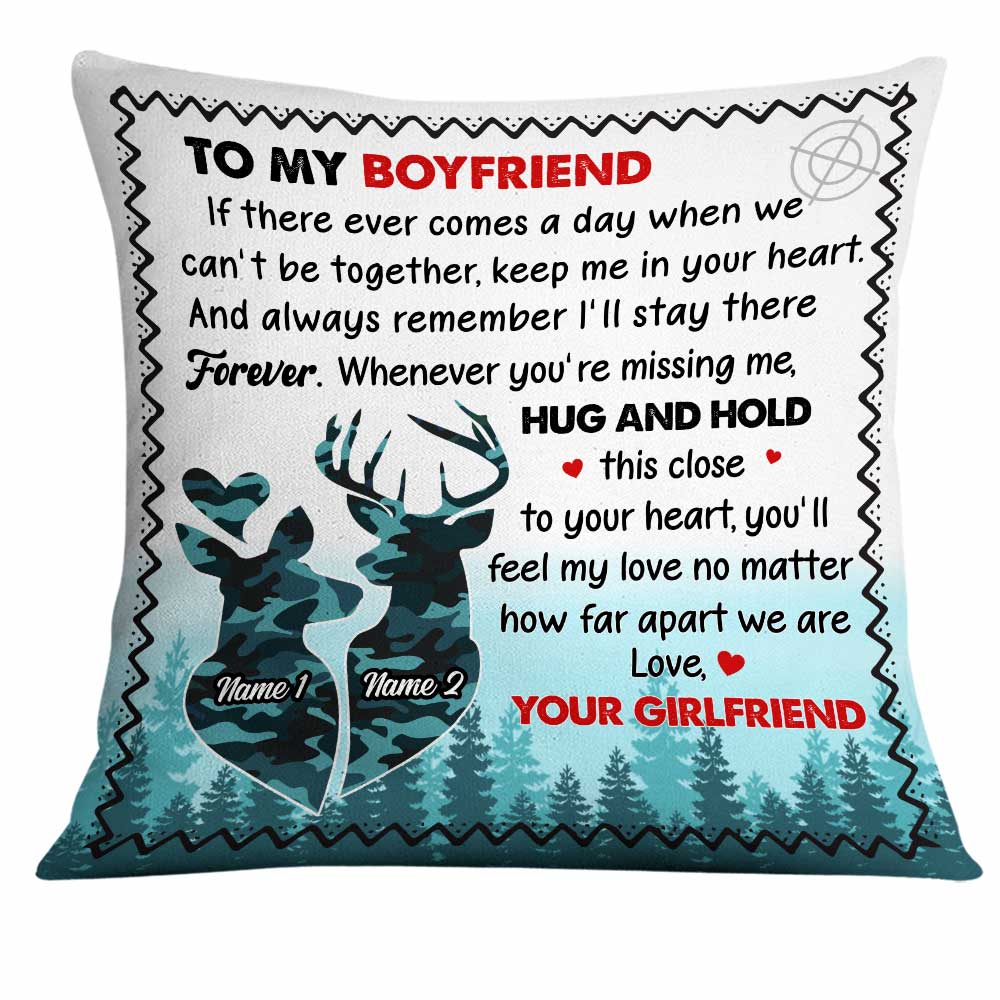 Personalized Hunting Lovers, Gift For Wife Girlfriend, Deer Hunting Husband Boyfriend, Anniversary Gift, Deer Couple Together Pillow - Thegiftio UK