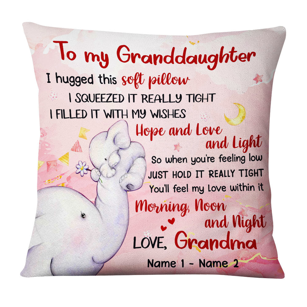 Personalized Mom Grandma Son Grandson Daughter Granddaughter Elephant Birth Annoucement Pillow - Thegiftio