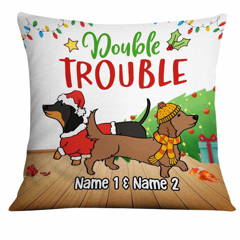 Personalized Dachshund Dog Double Trouble Pillow - Thegiftio UK