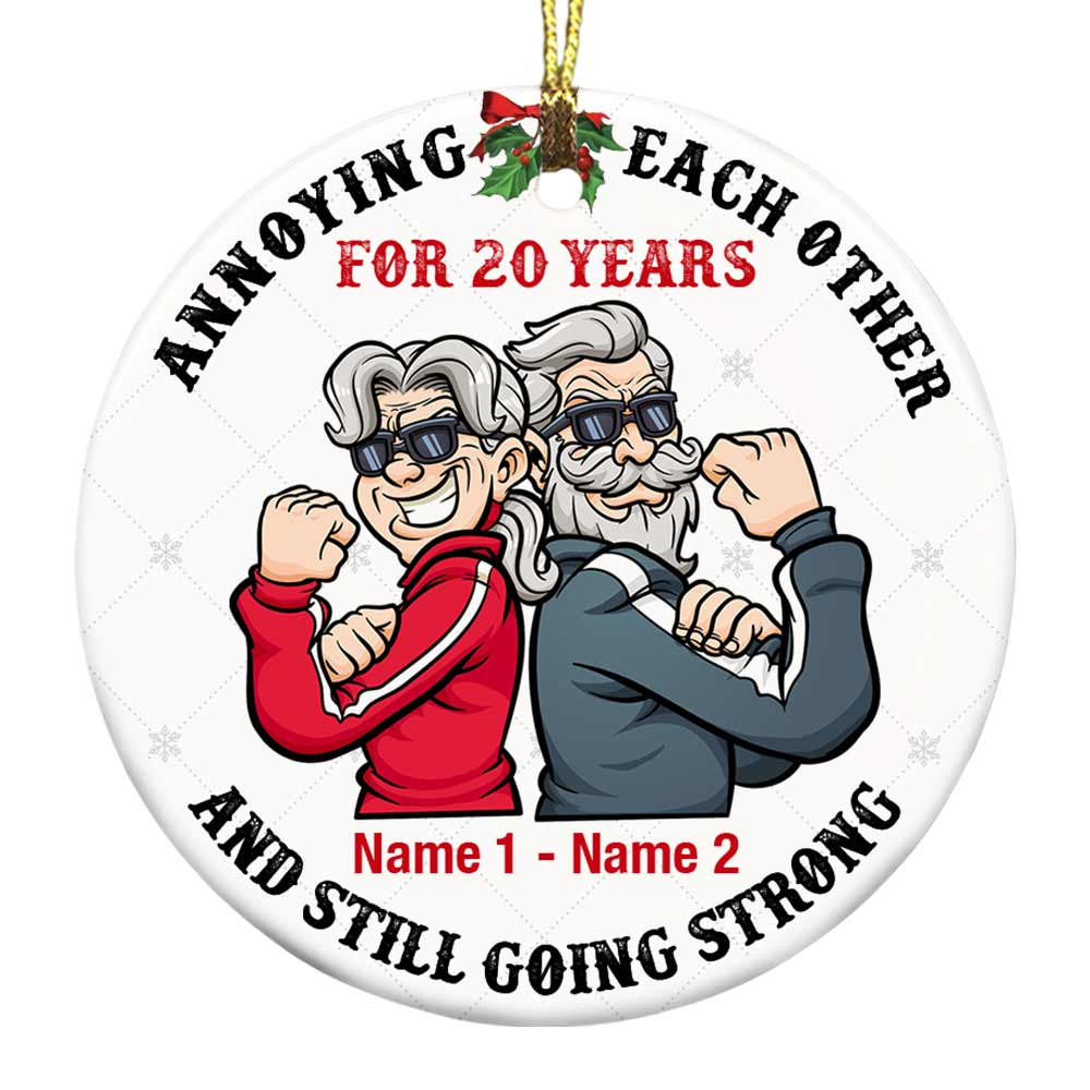 Personalized Christmas Gift For Husband Wife, Grandparent Couple, Annoying Each Other Christmas Circle Ornament - Thegiftio UK