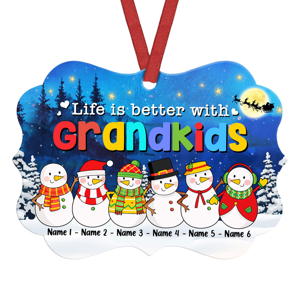 Personalized Christmas Gift For Grandma, Nana, Family Gift, Grandmas Life Is Just Better With Grandkids Snowman Christmas Benelux Ornament - Thegiftio UK