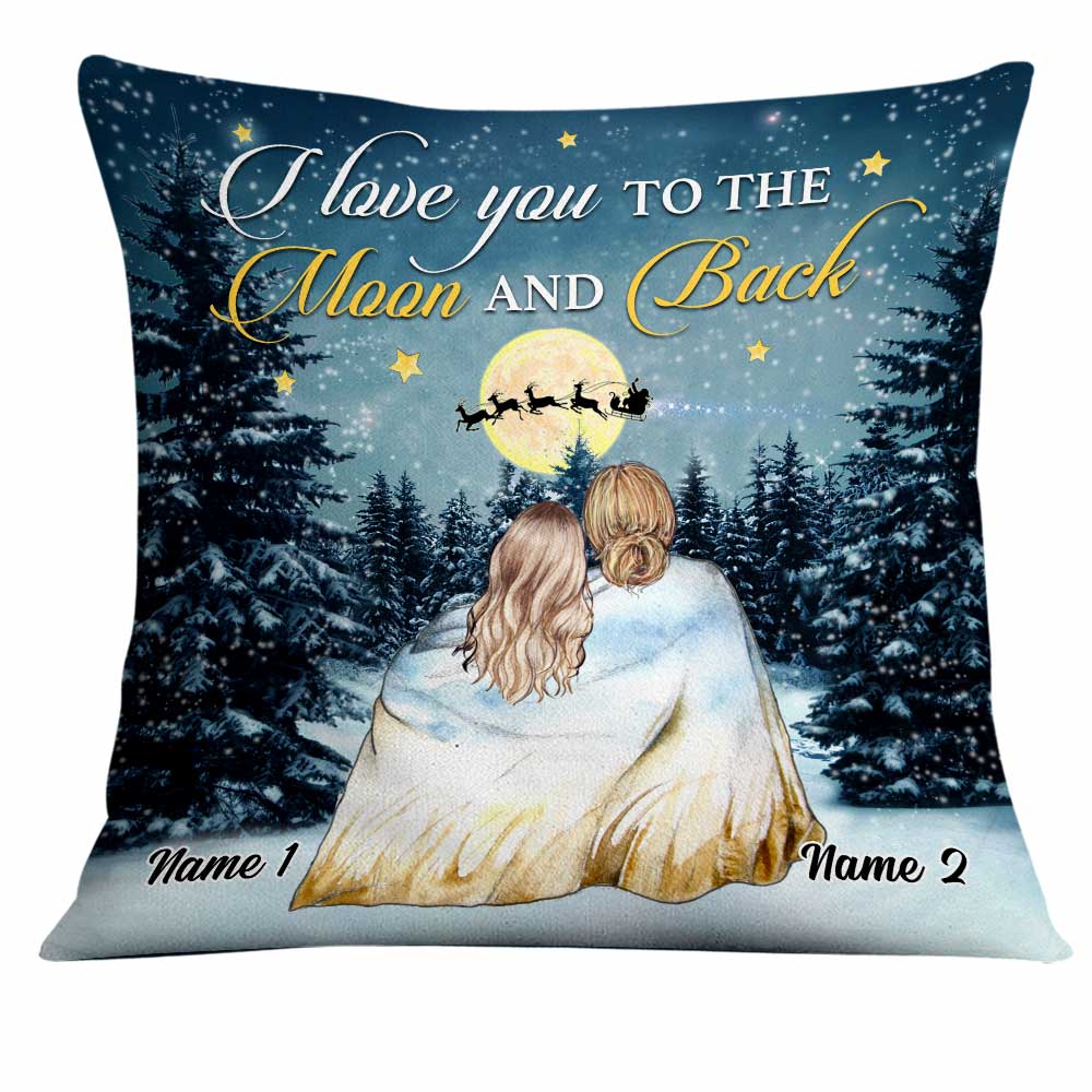 Personalized Mom Daughter Granddaughter Love You To The Moon And Back Pillow - Thegiftio UK