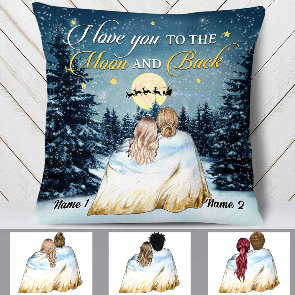 Personalized Mom Daughter Granddaughter Love You To The Moon And Back Pillow