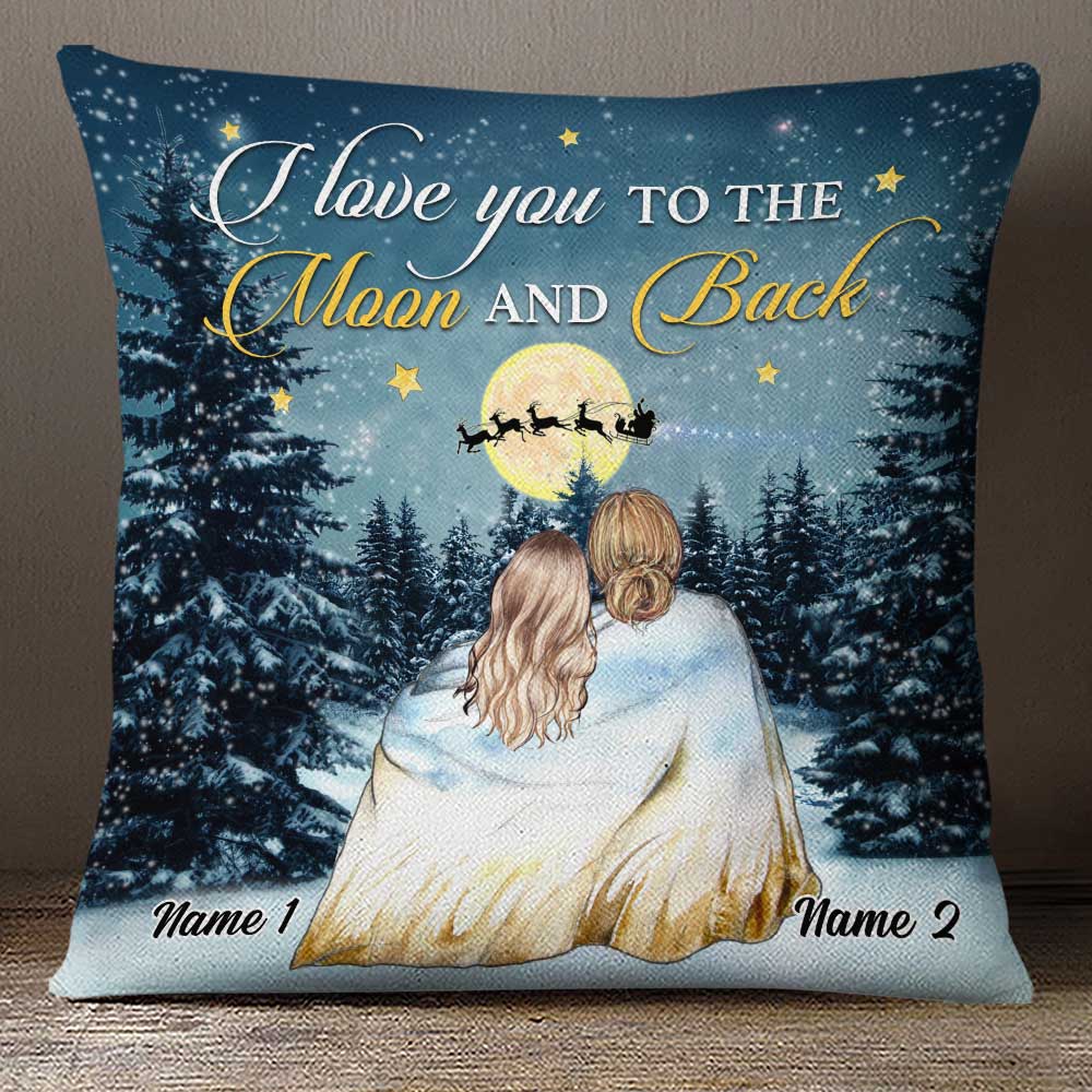 Personalized Mom Daughter Granddaughter Love You To The Moon And Back Pillow