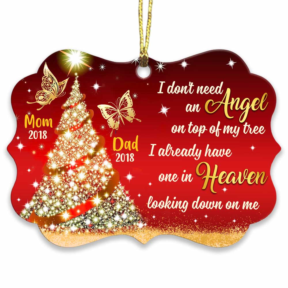 Personalized Memorial Mom Dad Gifts, Christmas Tree Butterfly Memo Benelux Ornament