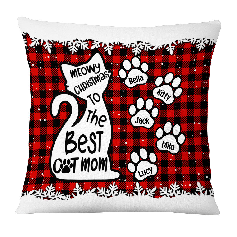 Personalized Meowy Christmas Mom Dad Cat Pillow