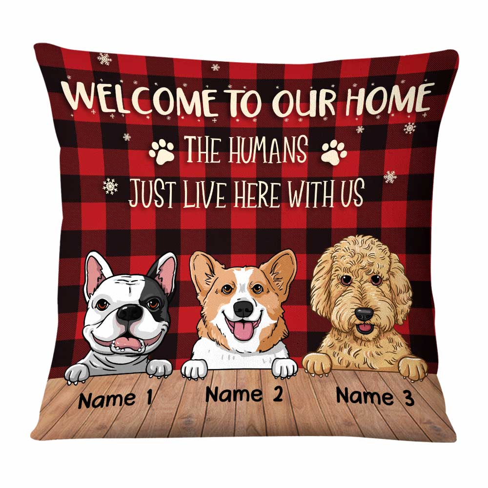 Personalized Dog Humans Live With Us Pillow - Thegiftio UK
