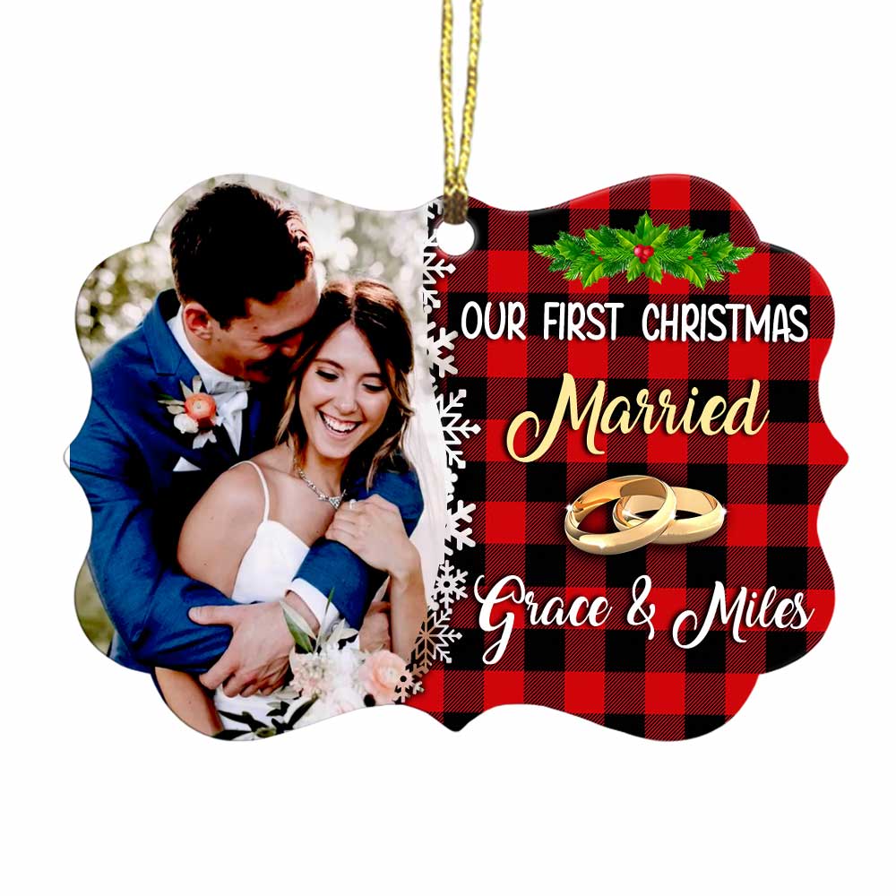 Personalized Couple First Christmas Married Engaged Photo Benelux Ornament