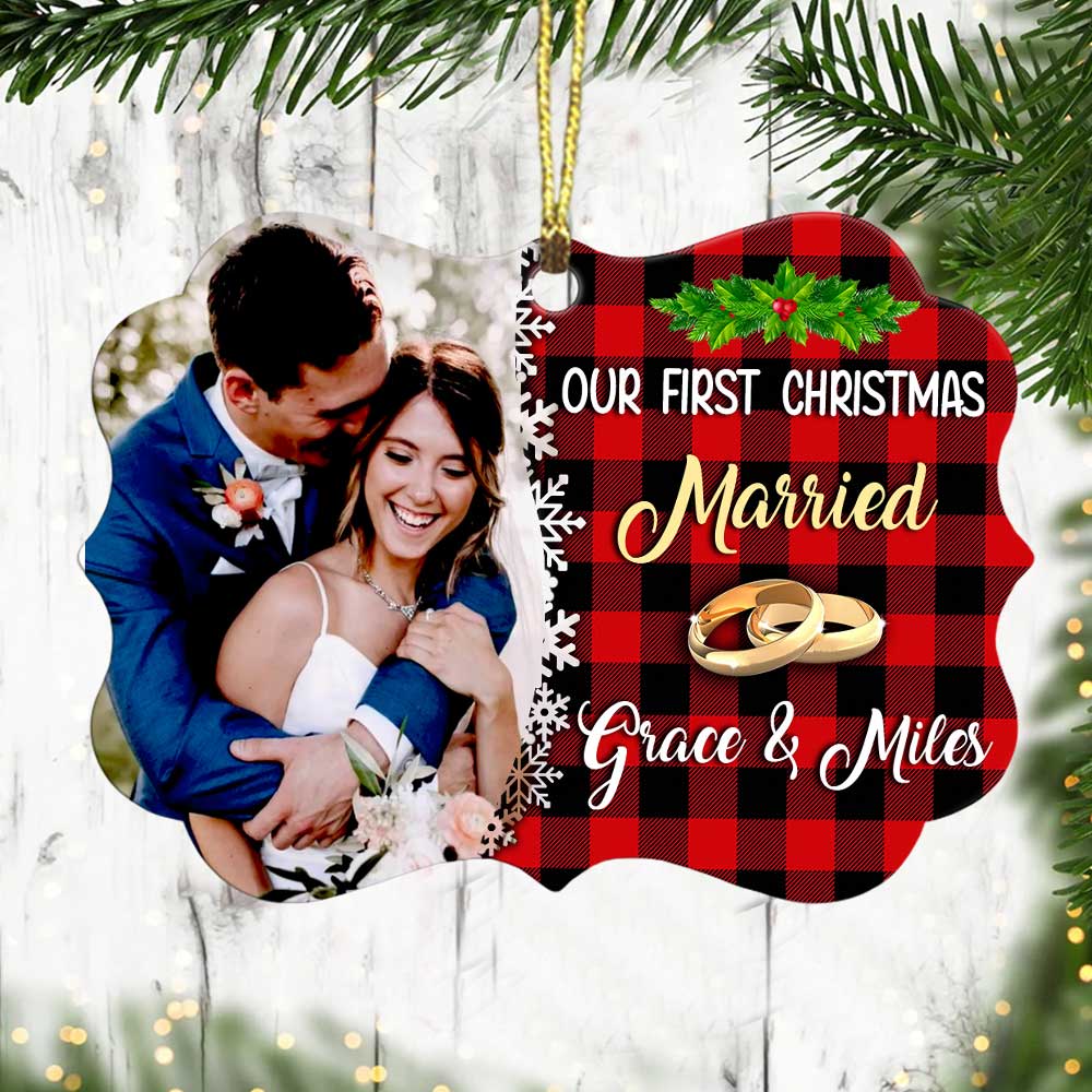 Personalized Couple First Christmas Married Engaged Photo Benelux Ornament