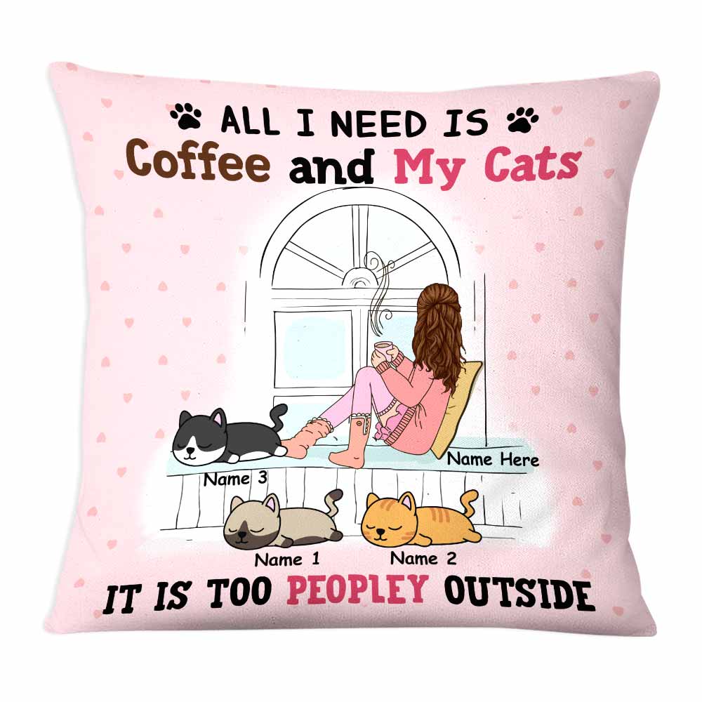 Personalized Cat Peopley Outside Pillow - Thegiftio UK