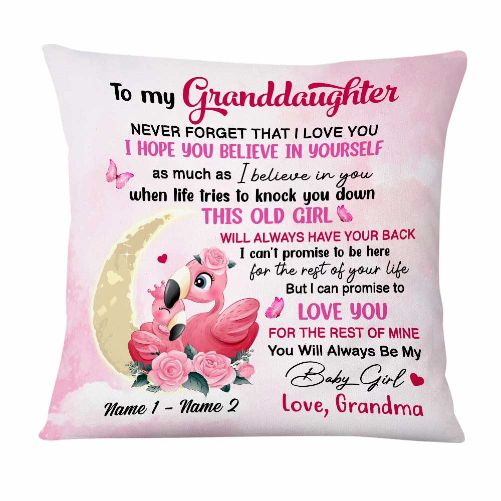 Personalized Grandma Granddaughter Mom Daughter Flamingo Pillow