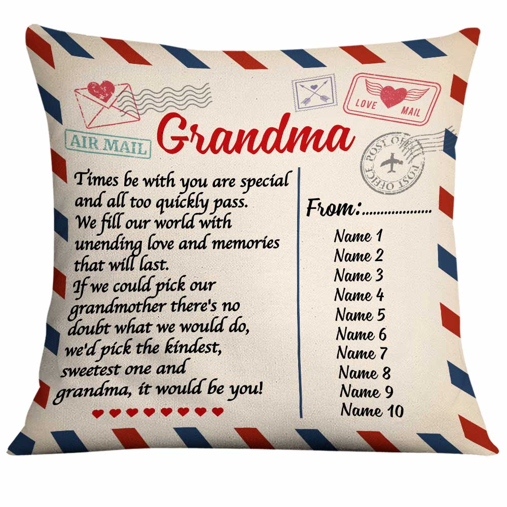Personalized Mom Grandma Grandchildren Granddaughter Grandson Pillow - Thegiftio