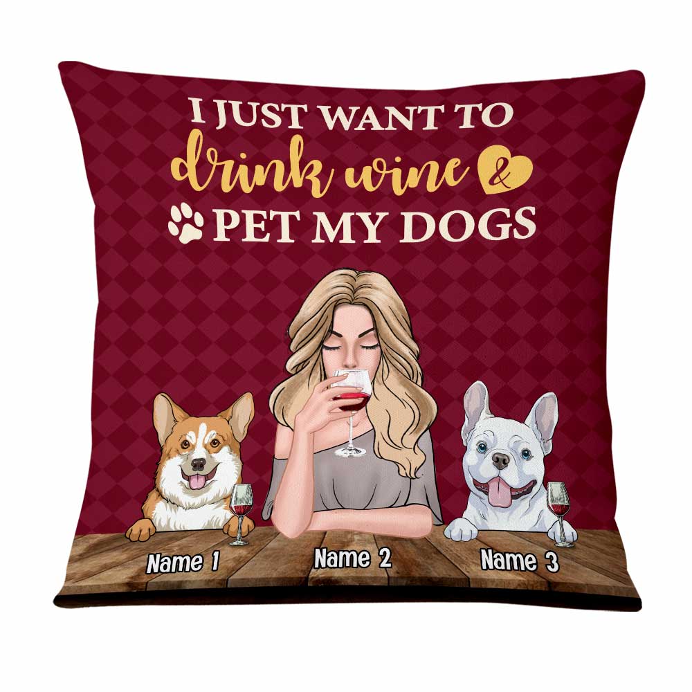 Personalized Dog Lover Gift, Wine Lovers, Dog Mom Pillow - Thegiftio UK