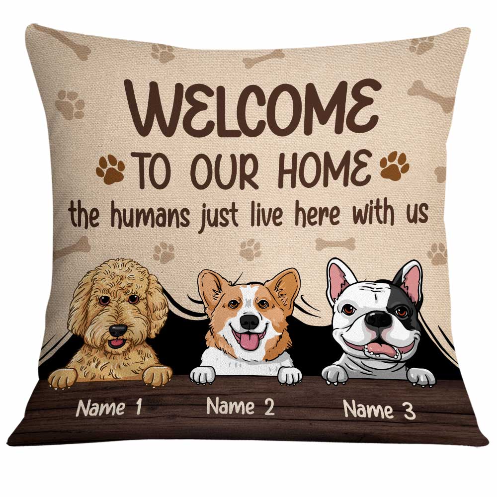 Personalized Cat Lover Gift, Dog Dad Dog Mom Gift, Fathers Day Gift, Dog Welcome To Our Home Pillow - Thegiftio UK